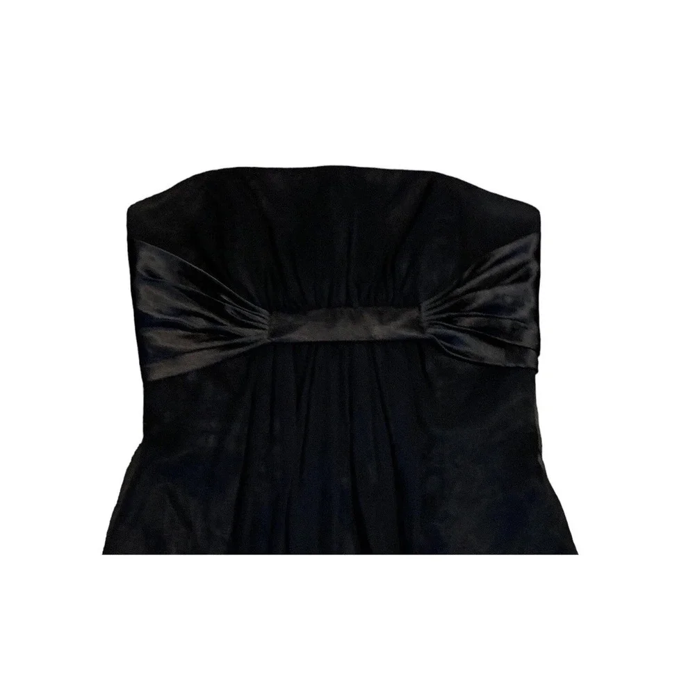 Belsoie Black Strapless Formal Dress‎ 10 Satin Chiffon Empire Waist Bridesmaids